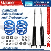 2 Front Super Low Gabriel Classic Shocks + Lovells Springs for Ford Falcon XC