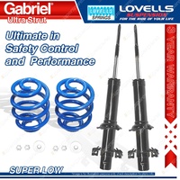 2 Front Super Low Gabriel Ultra Strut Shocks + Lovells Springs for Honda CRX ED9