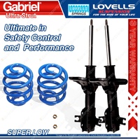 2 Front Super Low Gabriel Ultra Shocks + Lovells Springs for Mazda 323 BG 4 Cyl