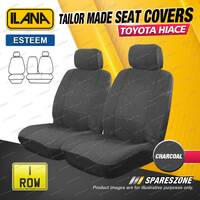 Front Tailor Made Charcoal Seat Covers for Toyota Hiace LWB Van 1996 - 02/2005