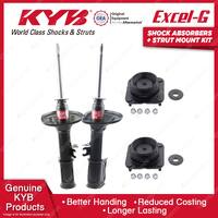 2 Front KYB Shock Absorbers + Strut Mount Kit for Kia Mentor AFB BF TE 98-00