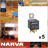 5 x Narva 24 Volt Normal Open Relays 5 Pin 30 Amp Blister Pack 68036BL