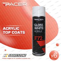 6 x Pacer F72 Gloss White Acrylic 400Gram Aerosol Special UV Absorbing Additives