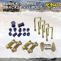 Rear RAW 4x4 Leaf Springs Bush Shackle U-bolt Pin Kit for Nissan Patrol GU Y61
