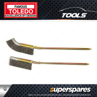 1 Set of 2 Pc Toledo Steel Bristles Cleaning Brush Curved 220mm Straight 210mm